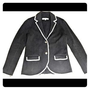 Ann Taylor Loft Black with Gray Trim Blazer Jacket